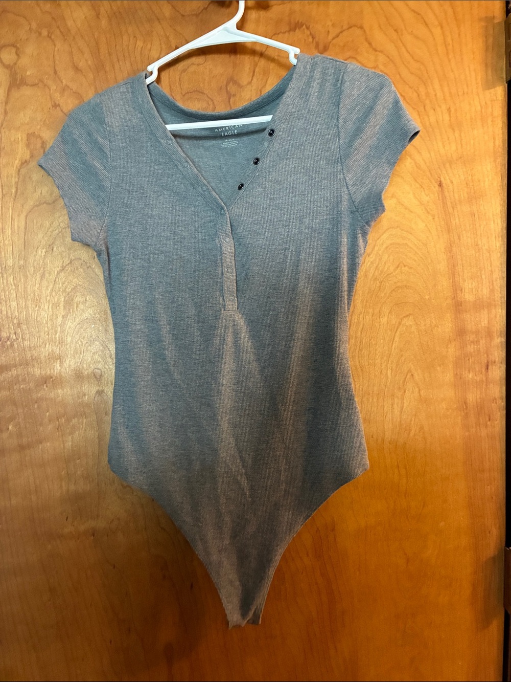 Heather Gray Short Sleeve Henley Bodysuit
